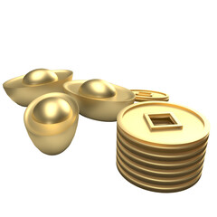 The gold Chinese money png image 3d rendering