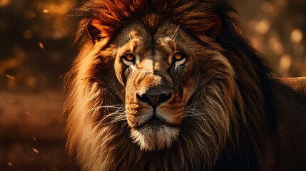 Naklejka premium a lion looking at the camera