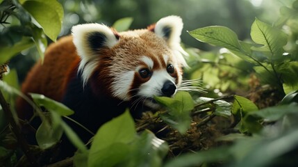 Fototapeta premium a red panda in a tree