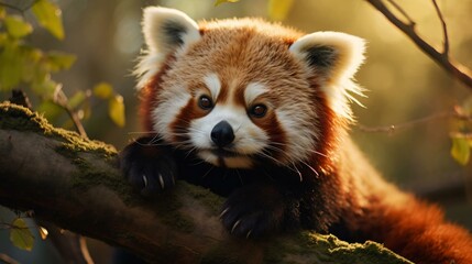 Obraz premium a red panda in a tree