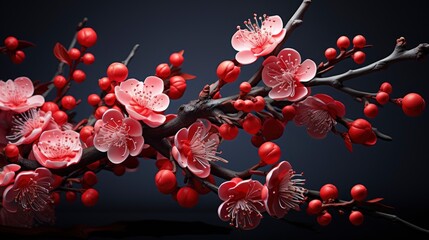 Chinese New Year Festival Plum Flowers , Happy New Year Background ,Hd Background