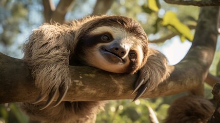 a sloth from a tree