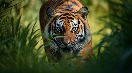 a tiger in the grass