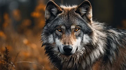 Fototapeten a wolf with orange eyes © KWY