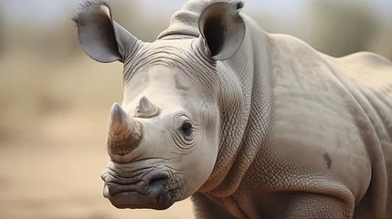 Fototapeten a rhino with its mouth open © KWY