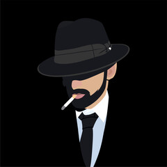 Mafia Man Vector Art Icon Graphics