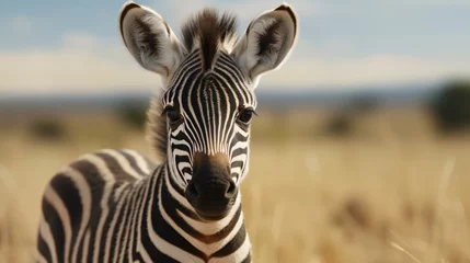 Foto op Canvas a zebra standing in a field © KWY