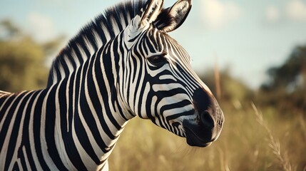 Naklejka premium a zebra standing in a field