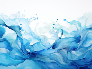 Abstract Water Ink Wave: Cerulean Ripples