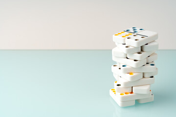 Lots of domino tiles on glass background