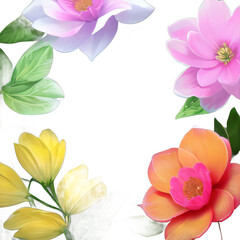 Naklejka premium 美しい草花とフレームリース（額縁）