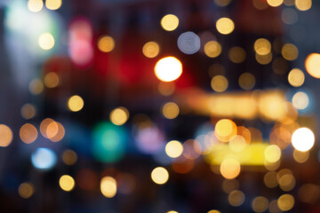 Blurred of Christmas light bokeh for backdrop design , Abstract blur background