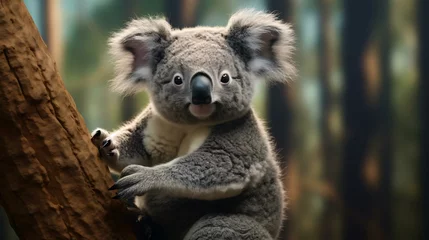 Foto op Canvas a koala bear on a tree © KWY