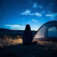 Photoshoot of A camper gazing at the stars