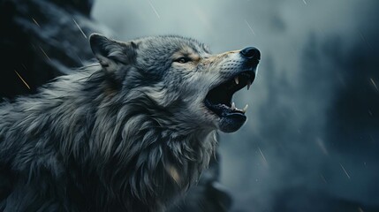 a wolf with its mouth open