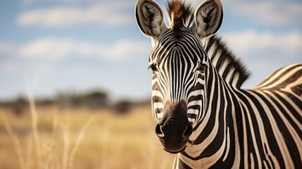a zebra looking at the camera