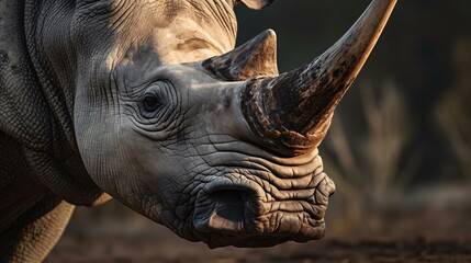 a close up of a rhino