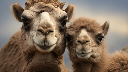 a group of camels - obrazy, fototapety, plakaty