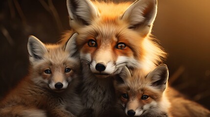 Fototapeta premium a group of foxes