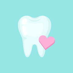 Heart tooth, cute colorful vector icon illustration - 673618513