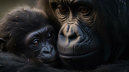 Fototapeta na wymiar a close up of a gorilla