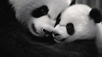 Fototapeta premium a pair of pandas cuddling