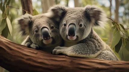 Keuken spatwand met foto koalas lying on a tree branch © KWY