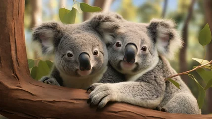 Keuken spatwand met foto koalas hugging each other © KWY
