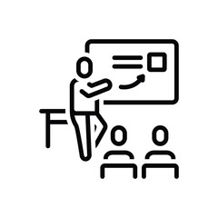 Black line icon for coaching 