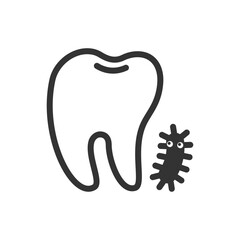 Tooth with bacteria, cute vector icon illustration - 673618795