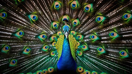 Fototapeta premium a peacock with its feathers spread