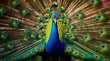 Foto op Plexiglas a peacock with its feathers spread © KWY