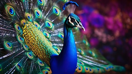 a close up of a peacock