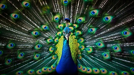 Fototapeta premium a peacock with its feathers spread