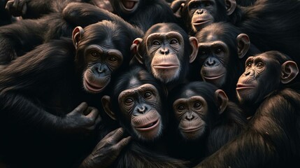 a group of monkeys - obrazy, fototapety, plakaty