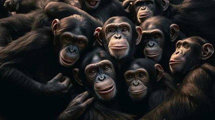 Deurstickers a group of monkeys © KWY