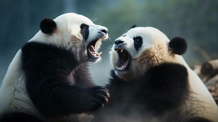 Obraz premium a couple of pandas playing