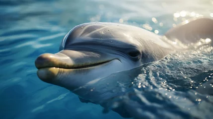 Zelfklevend Fotobehang a dolphin swimming in the water © KWY