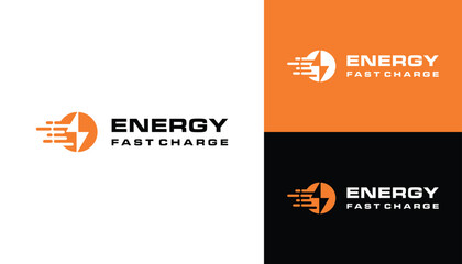 Simple monogram lightning energy symbol with speed circle rotation for business logo design. - obrazy, fototapety, plakaty