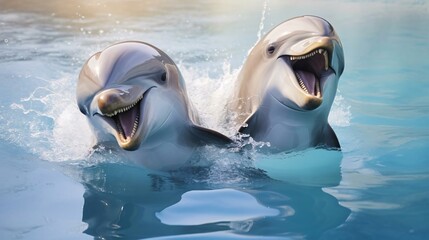 two dolphins in the water