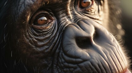 a close up of a gorilla - obrazy, fototapety, plakaty
