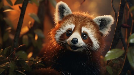 Fototapeta premium a red panda in a tree