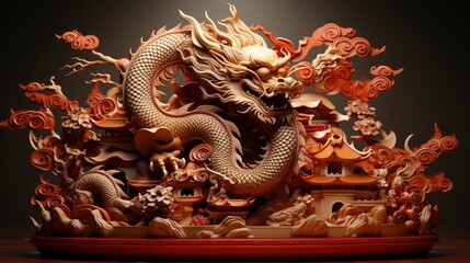 Golden Dragon Red Background, Happy New Year Background ,Hd Background