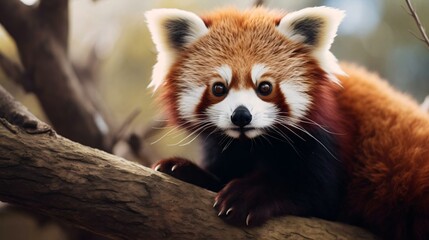 Fototapeta premium a red panda on a tree branch