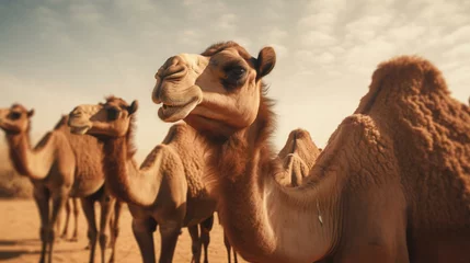 Foto op Plexiglas a group of camels © KWY