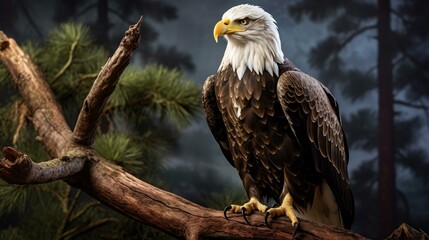 an eagle sitting on a branch