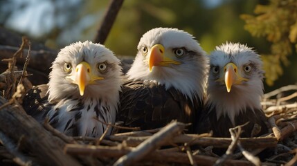 a group of birds in a nest