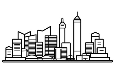 Outline Hong Kong China City Skyline with Modern Buildings Isolated on White. Vector Illustration. Linear banner of Hong Kong city.
