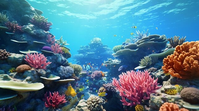 a coral reef with fish