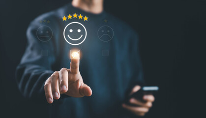 5-star rating review client and customer service satisfaction survey